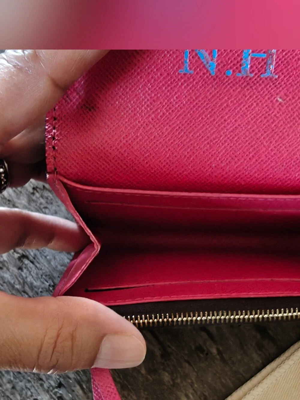 Used LV Louis Vuitton Monogram Rosalie Coin Purse Fuchsia Hot Stampped